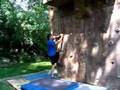 Climbing the wall in my backyard as fast as possible...rock climbing