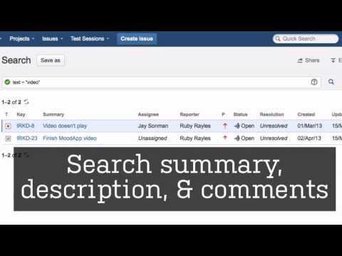 quick search - For fast filters from any page in JIRA, there's Quick Search. Quick Search has 3 main functions that this video will explain: Free text search Smart search J...