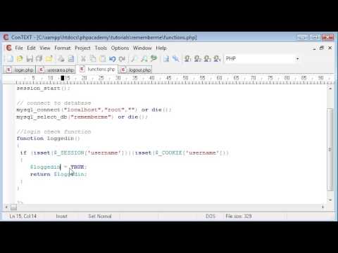 PHP Tutorials: 'Remember me' style Login System using Cookies and Sessions (Part 5)