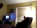 scaring my dad watching tv