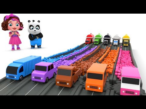 Pinky and Panda Fun Play with Cars and Color Blocks