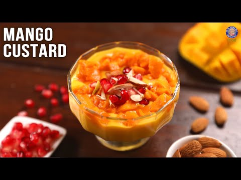 Mango Custard Recipe | Eggless Mango Custard | Fruit Custard Using Mango | Quick Mango Dessert