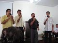 Aniversário de 112 anos Igreja adventista de gaspar alto a 1ª igreja Adventista do brasil. improviso com a nova formação do trio canto livre, cantando 1º tenor Jean do Prado Fuckner, 2º tenor Jairo do Prado, Barítono Jefferson Fuckner, baixo Wellington Fuckner....filmagem Leticia do prado fuckner zabel