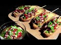 Brochetas mar y tierra con vinagreta