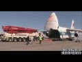 Putzmeister concrete pump loading into Antonov AH-124 plane, Los Angeles