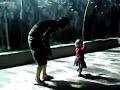 pop chases helaina at the aquarium
