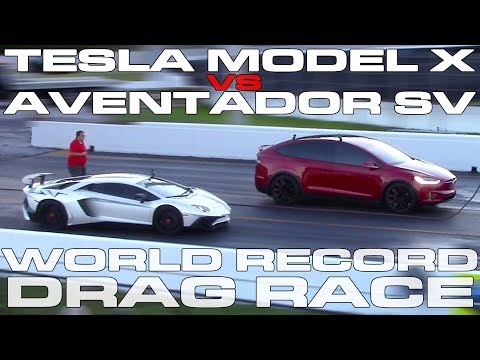 Tesla Model X P100D vs Lamborghini Aventador SV