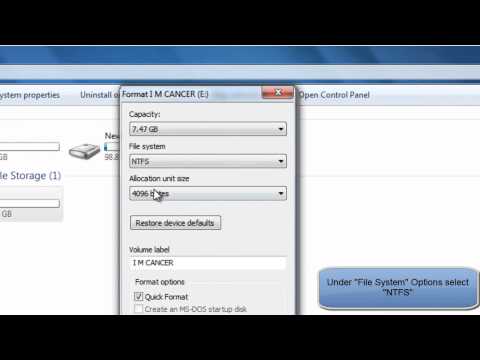 how to ntfs format a usb drive