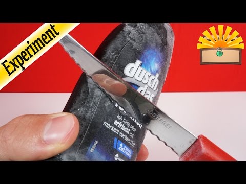 GEFRORENES DUSCHGEL AUFSCHNEIDEN - FÜHLT sich DAS anders an ? - Kinder Experiment deutsch