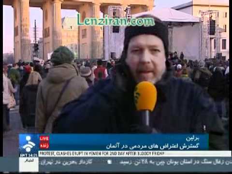 Hard time of TV presenter to interview someone in Berlin in English