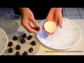 Red bean paste sesame balls, (Jin deui) 紅豆蓉煎堆