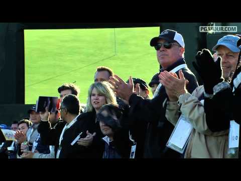 at - In the third round of the 2013 Northwestern Mutual World Challenge, Tiger Woods hits his 171-yard approach shot on the par-4 18th hole to 10 feet and sinks t...