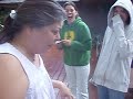 Women eating durian