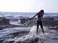 Girl gets hit by a Geezer (OK, its a Blow Hole....)