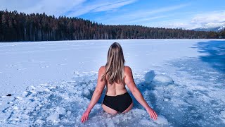 NORDIC ICE BATH - Off Grid Wilderness Living | Skinny Dip Ice Swim | OFF GRID DAY IN MY LIFE ...