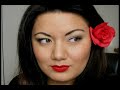 50s glam/pin up girl/macs russian red originals look
