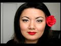 50s glam/pin up girl/macs russian red originals look