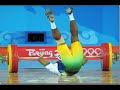 2008 OLYMPIC Welisson Silva of Brazil weightlifting blooper