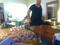 Changing from my pink dress to my black dress.