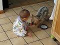 Jackson found it much more fun to feed Buster himself, rather than putting the food in the bowl.