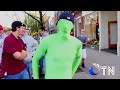 Green Man comes to Keene NH to spread a little Joy.