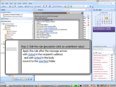how to define rules in outlook 2007