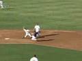 Stops Double Play With His Head