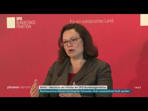 Andrea Nahles zur Klausur der SPD-Bundestagsfraktion am 07.09.18