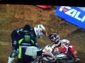Justin Bogle punches Malcom Stewart - Dallas Texas Supercross 2012 lites