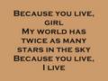 Because you live- Jesse McCartney *LYRICS*