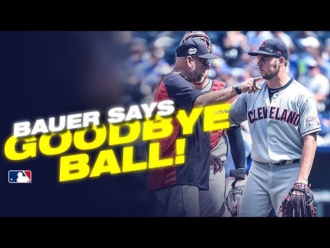 Video: Bauer hurls ball after being pulled in the 5th