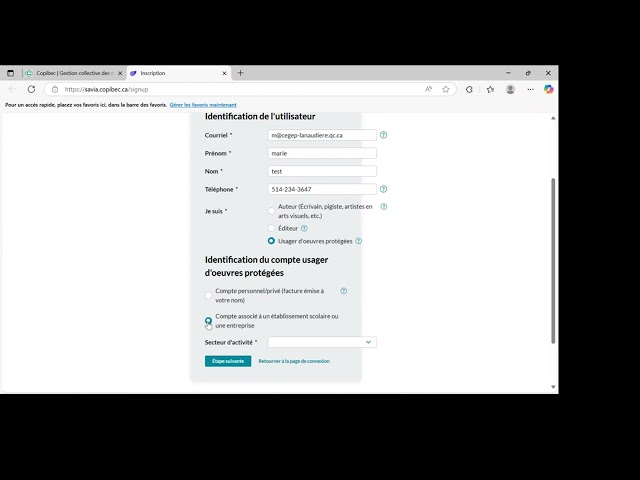 Create your account - CEGEPs & Universities