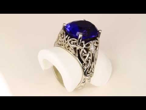 Christopher Michael Design Art Nouveau Large Oval Tanzanite Ring