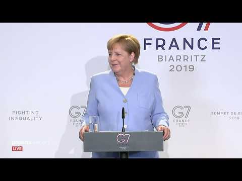 G7-Gipfel: Pressekonferenz mit Bundeskanzlerin Angela Merkel am 26.08.19