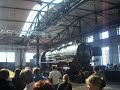 Eröffnung der Feier vom Chef im historischen Bahnbetriebswerk