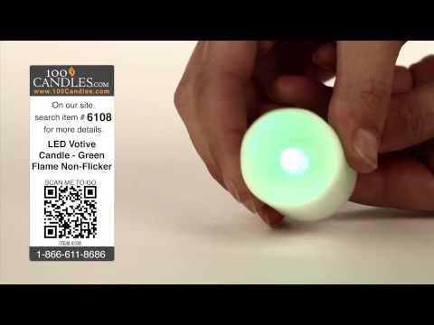 Battery Operated LED Votive Candle - Green Flame Non-Flicker