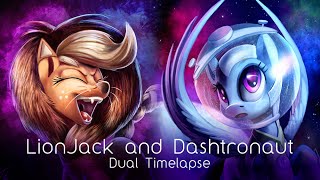 LionJack and Dashtronaut (Dual pony art timelapse)