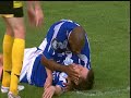 Horrible headkick by soccer-goalkeeper