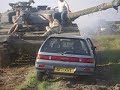 Tank crushes car 8 Tank crushes car 8