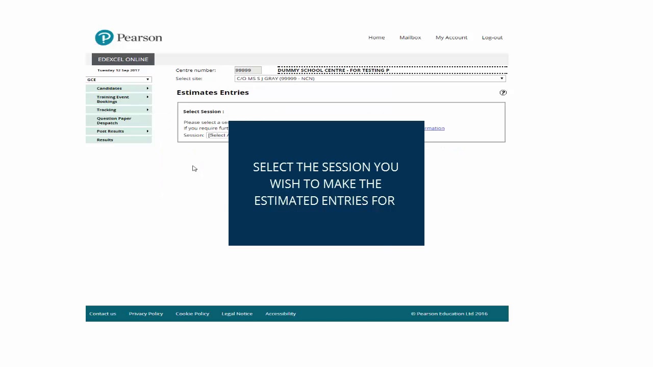 Making estimated entries on Edexcel Online