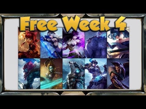 badger - My recommendations of 4 champions you should try out for free week 4 for league of legends. Masteries Videos - http://youtu.be/HvmEix9MYY4 and http://youtu.be/tknrns2JDVI League of Legends...