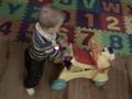 Connor walking with his lion 