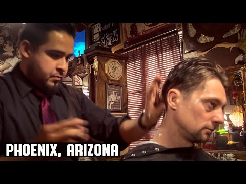 Haircut - HairCut Harry experiences a classic haircut at The House of Shave Barber Parlor in Phoenix, Arizona, where barber, Matthew Gallegos, makes you