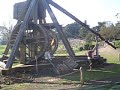 Firing of the trebuchet at Warwick Castle - April 2007 - with a flaming payload