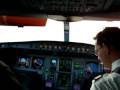 Swiss a340-300 landing in Hong Kong VHHH 25R cockpitview