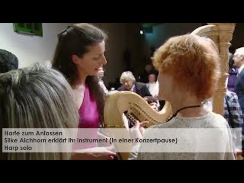 Harfe zum Anfassen: Silke Aichhorn erklärt ihr Instrument (in einer Konzertpause)