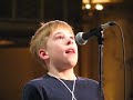 contestants rebecca liebschutz, michael bowman and ryan thomas at the boces 2007 regional spelling bee at proctor's theatre.