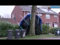 Trampoline opgewaaid in Oude Pekela en boom tegen Winkler Prins Veendam - 31 maart 2015