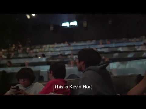 Kevin Hart and Dwayne Johnson in the theatre surprising fans watching Jumanji