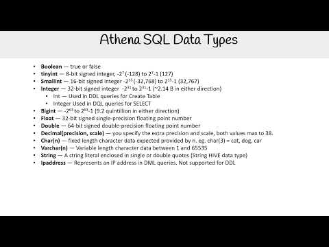 Exploring Athena SQL Data Types - AWS AI Practitioner AIF-C01